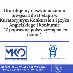 Nasi uczniowie w konkursach MKO i konkursie “Z poprawną polszczyzną na co dzień”.